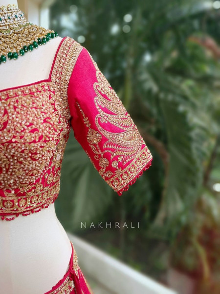 Anvesha Red Bridal Lehenga with Sequin & Zari Detailing