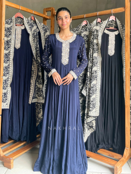 Nirvani Blue Anarkali Set