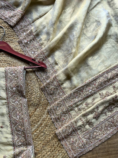 Sawari Banarasi Brocade Saree with Beads and Cut Dana Work