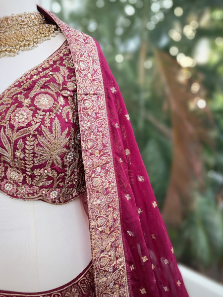 Myara Purple Brocade Lehenga with Zari, Sequin, and Cut Dana Work
