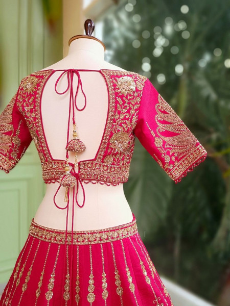 Anvesha Red Bridal Lehenga with Sequin & Zari Detailing