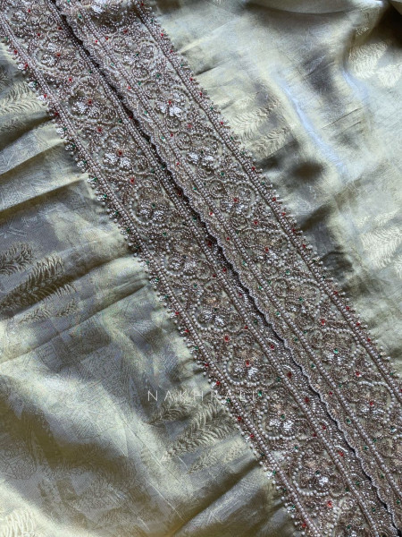 Sawari Banarasi Brocade Saree with Beads and Cut Dana Work