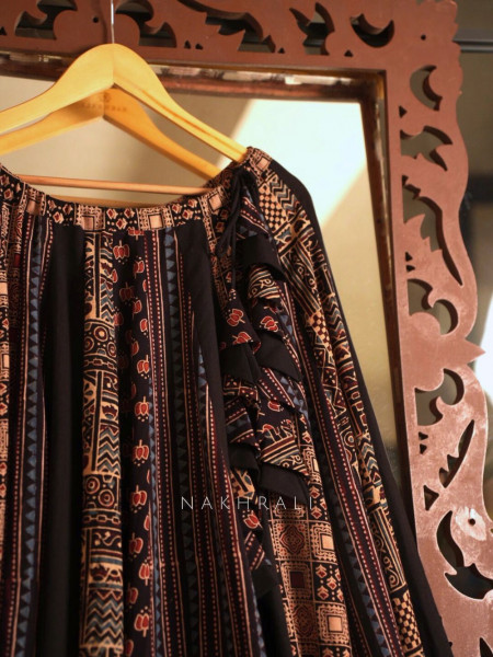 Basanti Black 36-Kali Cotton Flared Skirt