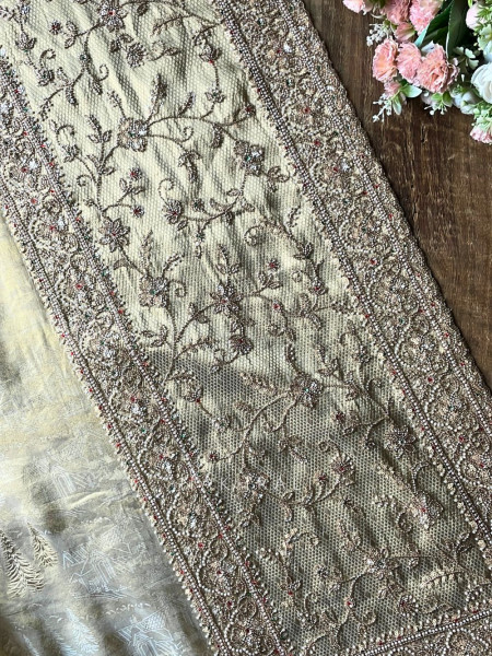 Sawari Banarasi Brocade Saree with Beads and Cut Dana Work