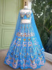 Ophira Blue Lehenga with Sequin, Pearl, and Mirror Work