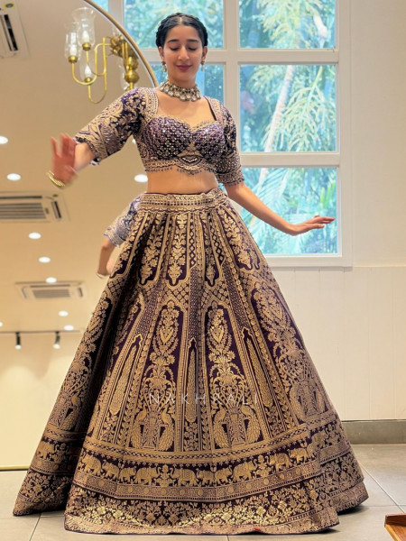 Keshavika Purple Lehenga Set with Embroidery and Mirror Work