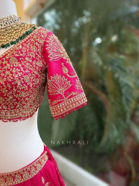Rajkumari Red Silk Bridal Lehenga with Stone & Zari Work