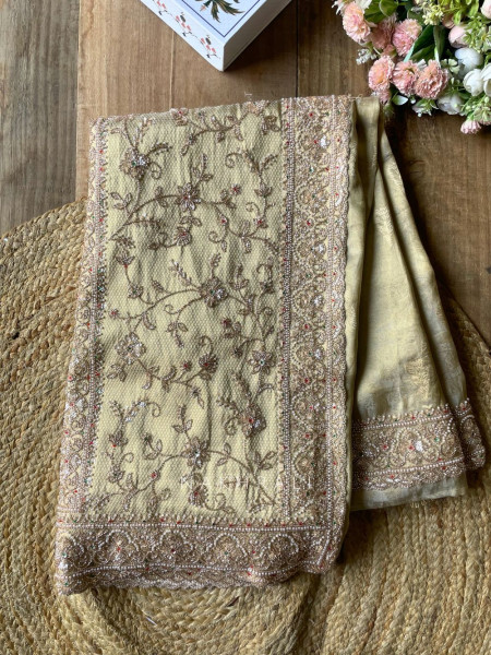 Sawari Banarasi Brocade Saree with Beads and Cut Dana Work