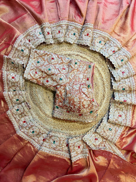 Bloomcrest Gajari Embellished Saree with Readymade Blouse