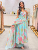 Ever Bloom Soft Firozi Floral Georgette Anarkali Suit Set