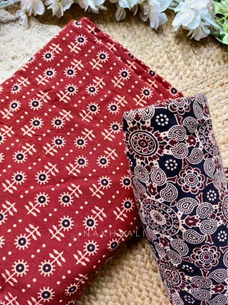 Wabi-Sabi Maroon Cotton Printed Blouse