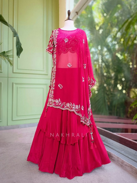 Meher Red Embroidered Indo-Western Set