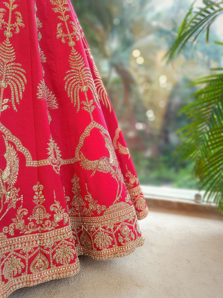 Rajkumari Red Silk Bridal Lehenga with Stone & Zari Work