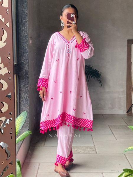 Blush Charm Cotton Pant Kurta Set