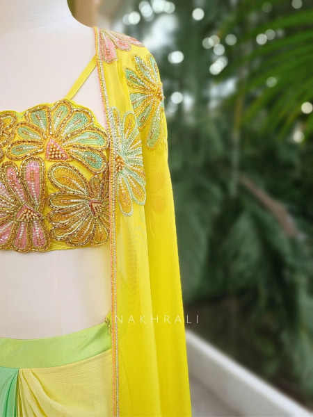 Lime Bloom Ombre Cape Set