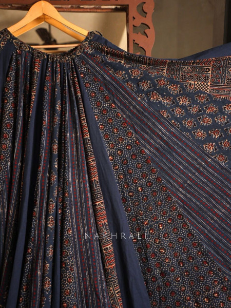 Basanti Blue 36-Kali Cotton Flared Skirt