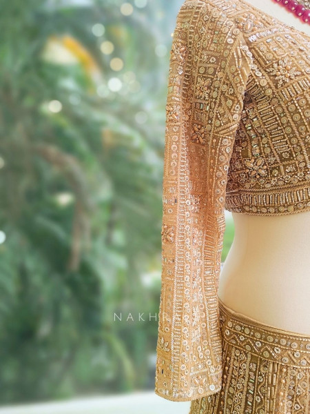 Pravya Beige Bridal Lehenga with Ornate Sequin Embroidery