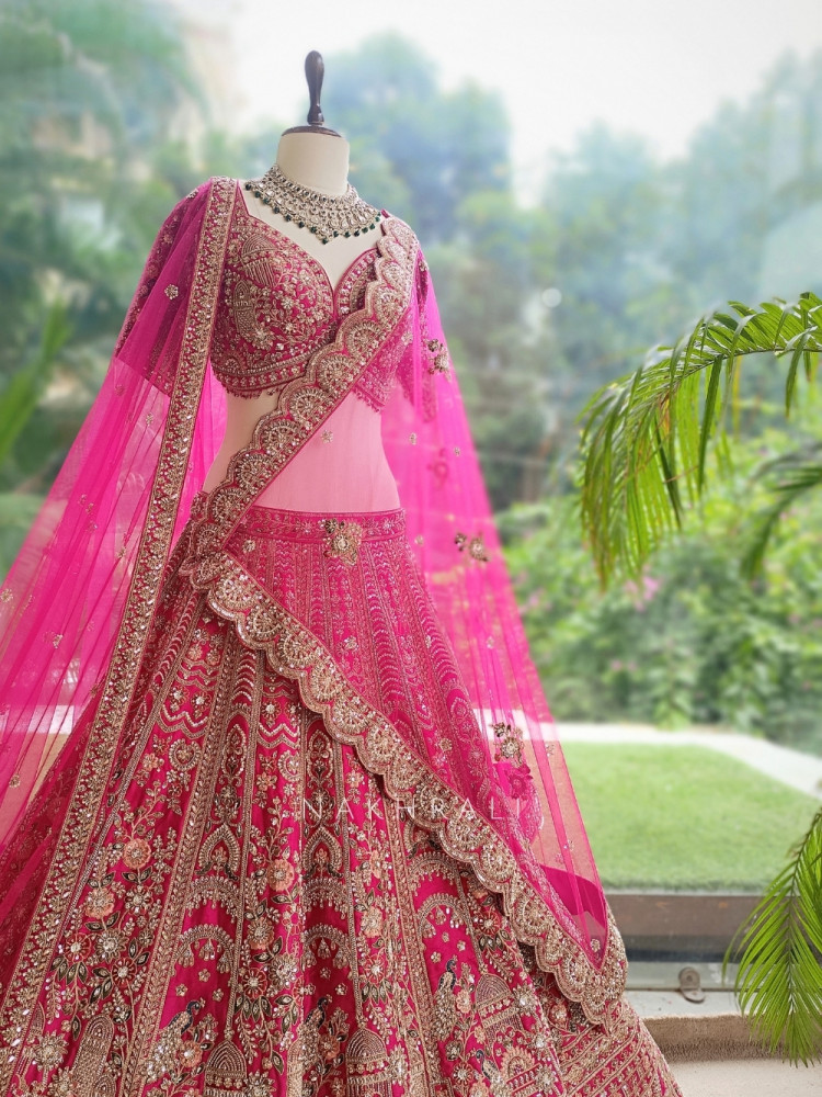 Image of Jharokha Rani Pink Bridal Lehenga