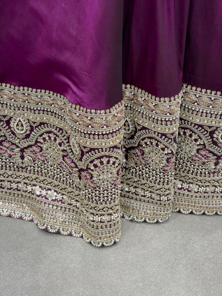 Astrid Wine Corset Lehenga Set with Sequin Zari Work