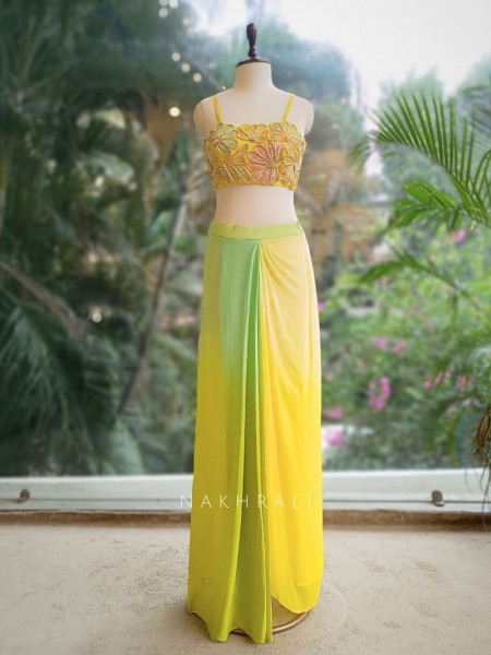 Lime Bloom Ombre Cape Set