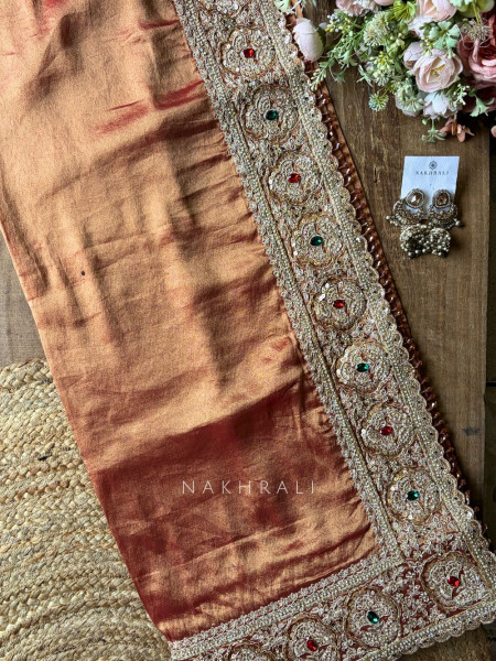 Bloomcrest Gajari Embellished Saree with Readymade Blouse