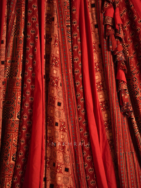 Basanti Red 36-Kali Cotton Flared Skirt