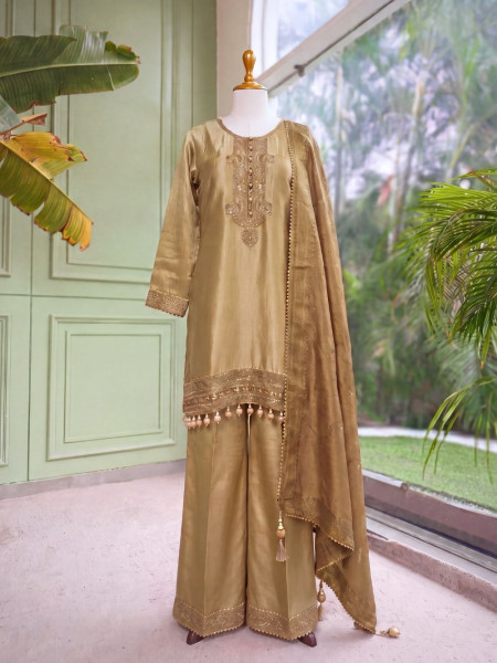 Tarana Green Zari Yoke Fusion Suit