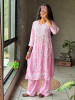 Chikra Pink Lucknowi Pant Kurta Set with Chikankari Work
