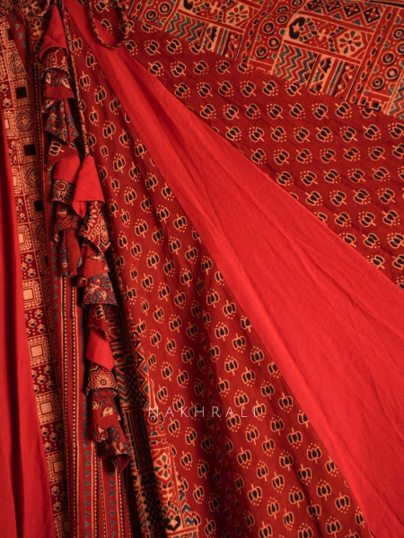 Basanti Red 36-Kali Cotton Flared Skirt