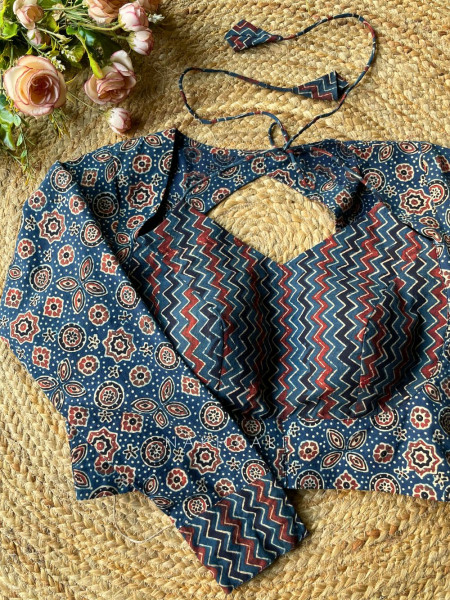 Wabi-Sabi Blue Printed Cotton Blouse