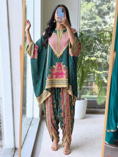 Vritika Emerald Green Dhoti Indo-Western Suit Set