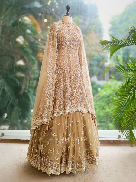 Champagne Radiance Zardozi Embroidered Bridal Lehenga