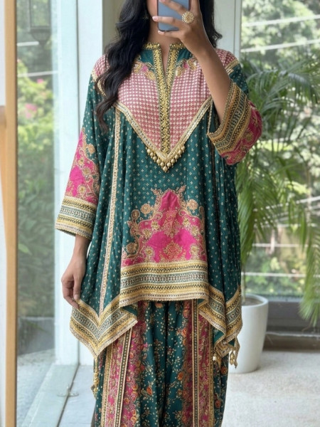 Vritika Emerald Green Dhoti Indo-Western Suit Set