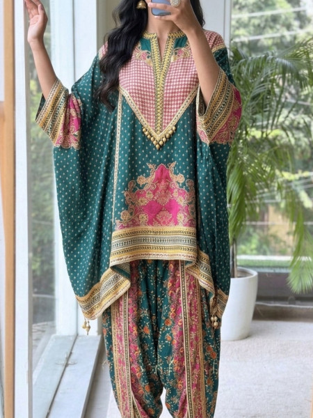 Vritika Emerald Green Dhoti Indo-Western Suit Set