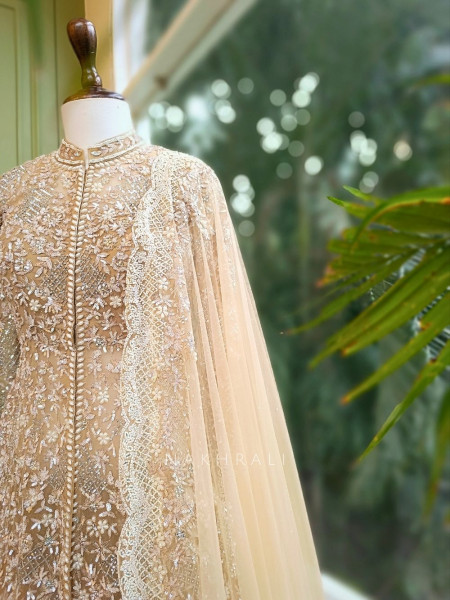 Champagne Radiance Zardozi Embroidered Bridal Lehenga