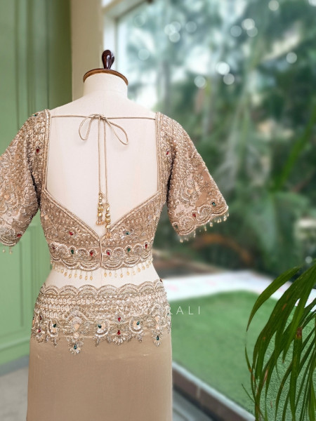 Ruby Royal Beige Raw Silk – Saree with Readymade Blouse