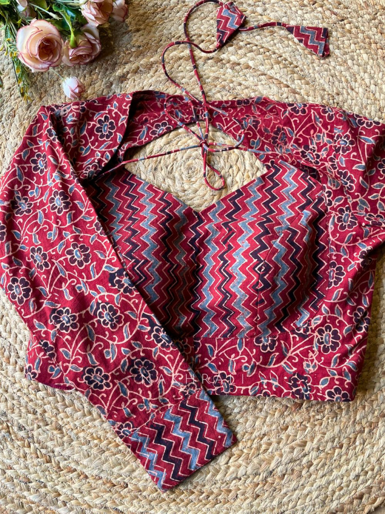 Image of Wabi-Sabi Red Printed Cotton Blouse