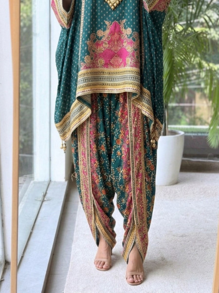 Vritika Emerald Green Dhoti Indo-Western Suit Set