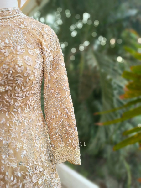 Champagne Radiance Zardozi Embroidered Bridal Lehenga