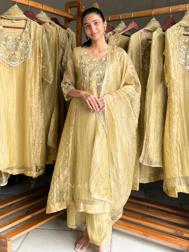 Image of Midas Noor Tassel Mustard A line Suit