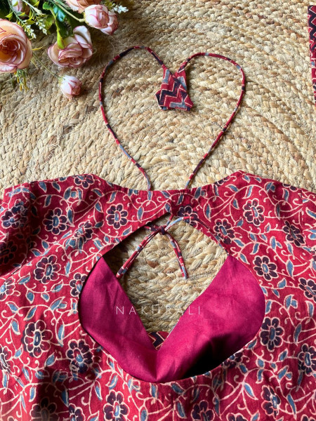 Wabi-Sabi Red Printed Cotton Blouse