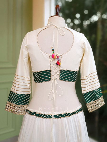 Garba Glam White Crop Top Lehenga- Dandiya Diva Collection