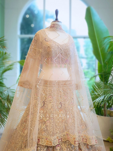 Majestic Aura Brown Embroidered Lehenga Set