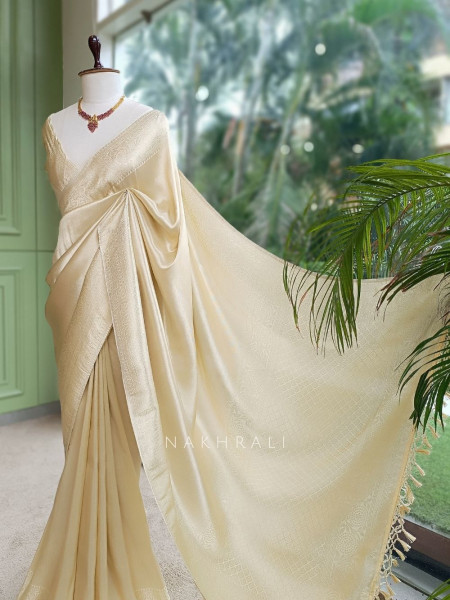 Shirja Cream Banarasi Katan Silk Saree