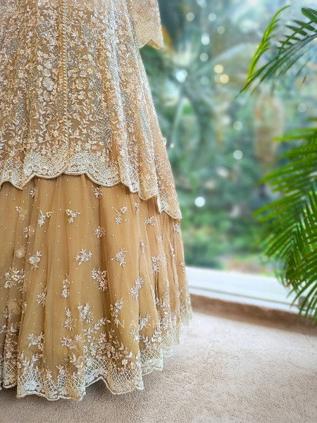Champagne Radiance Zardozi Embroidered Bridal Lehenga