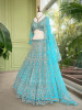 Sheesh Mahal Firozi Lehenga Set with Mirror and Heavy Embroidery Work