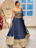 Astrid Navy Blue Corset Lehenga Set with Sequin Zari Work