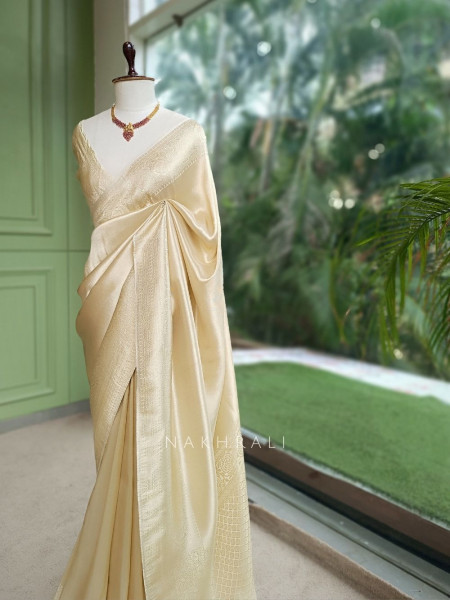 Shirja Cream Banarasi Katan Silk Saree