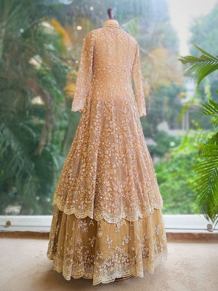 Champagne Radiance Zardozi Embroidered Bridal Lehenga