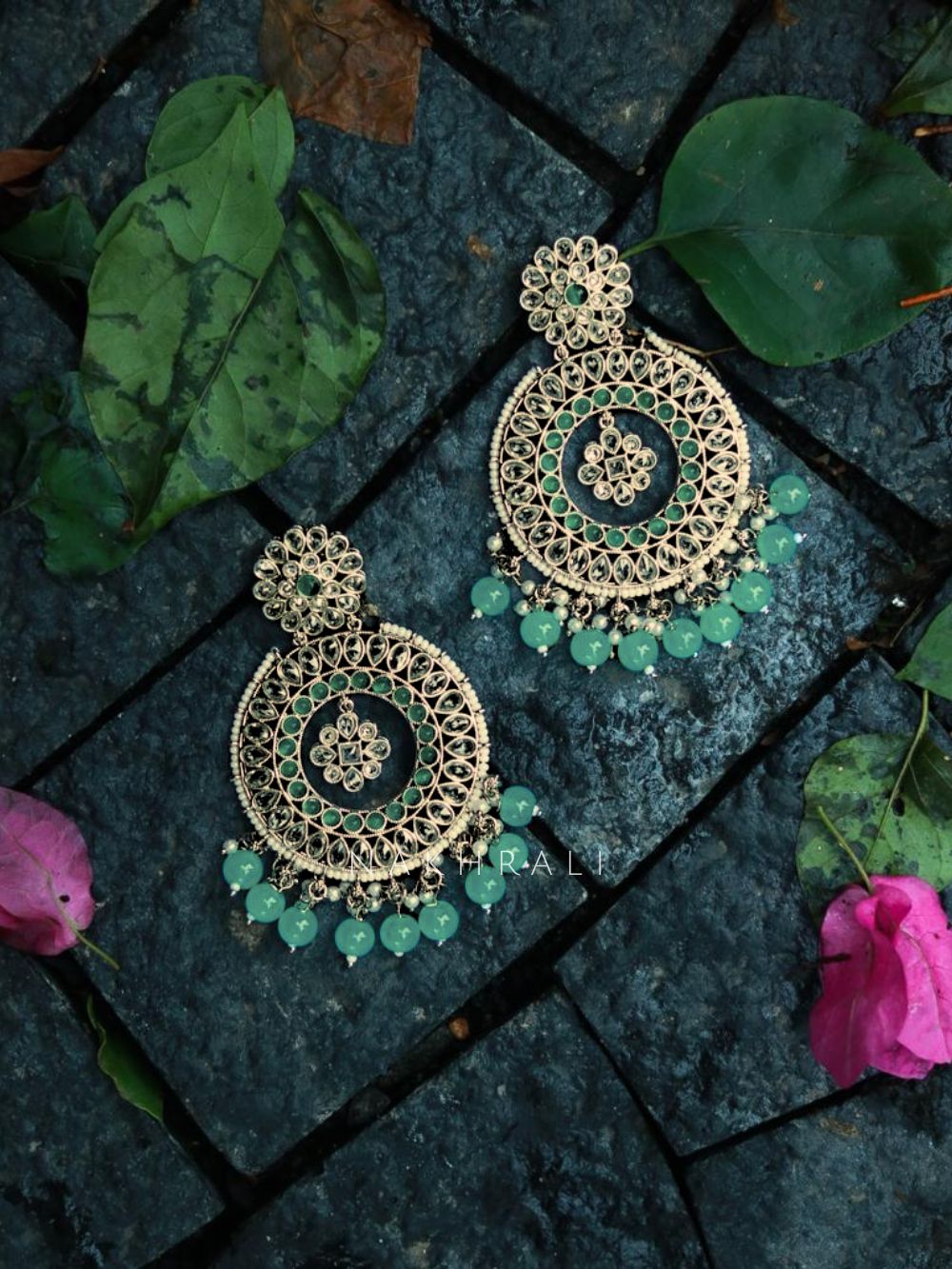 Full moon blue earrings